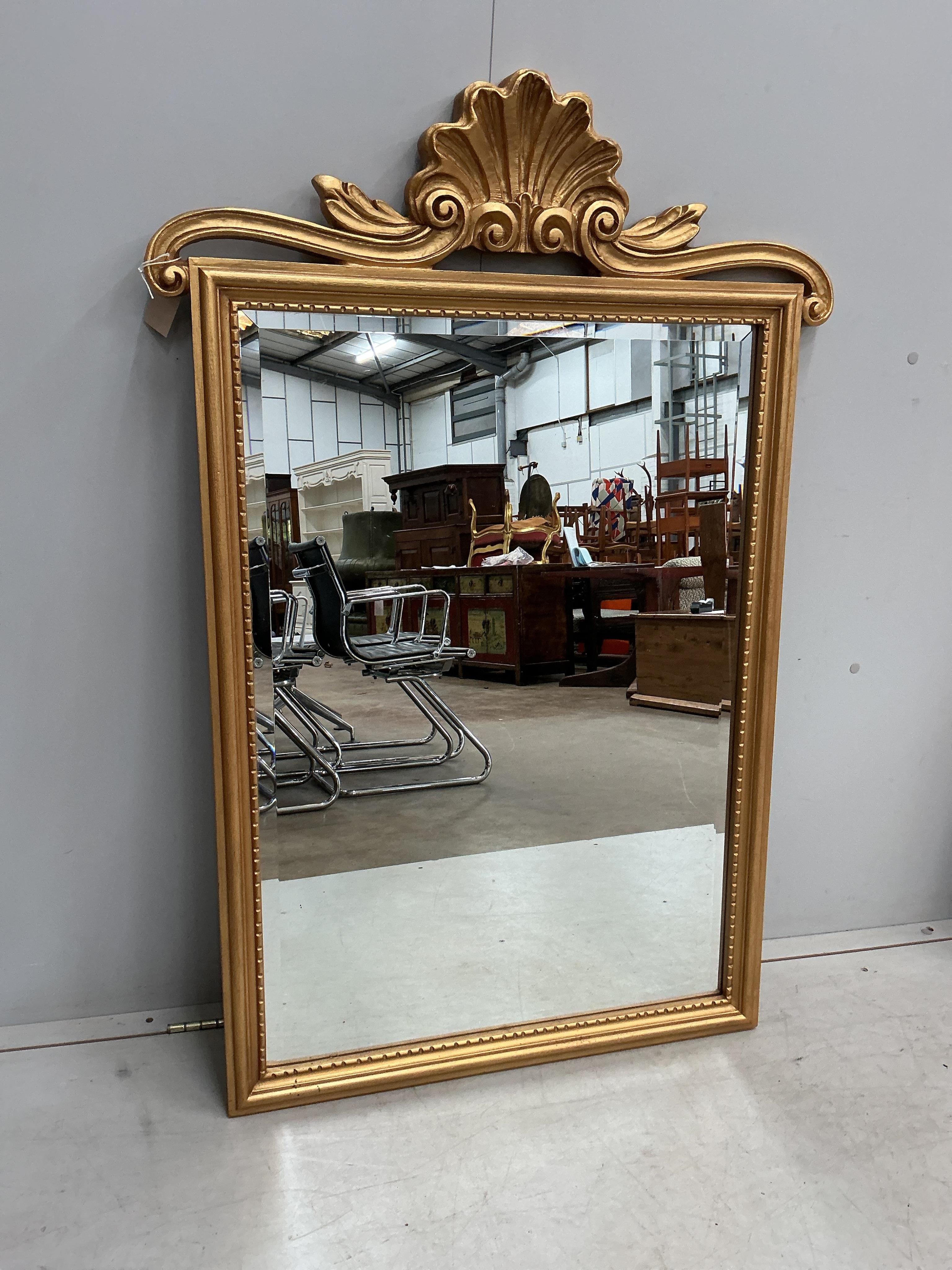 A pair of Regency style rectangular giltwood wall mirrors, width 81cm, height 120cm